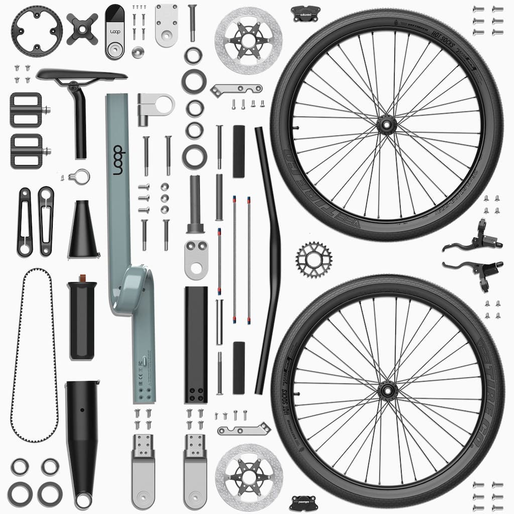 Einzelteile des Loop Bike