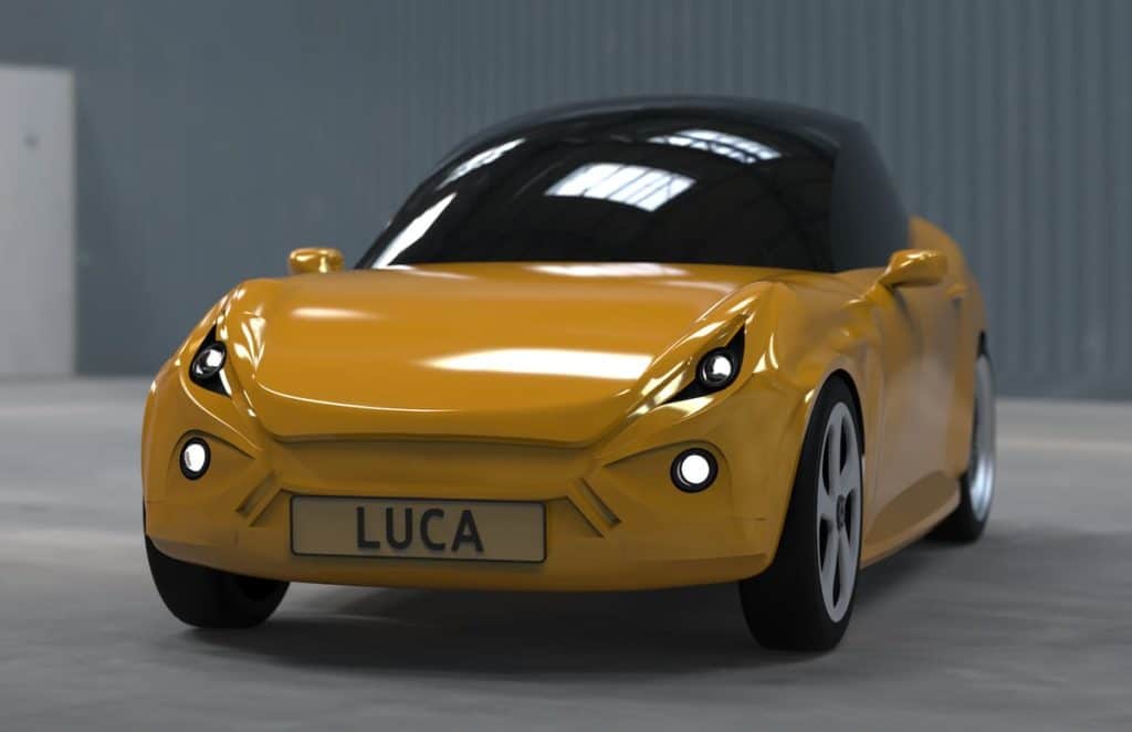 Frontansicht des Luca E-Autos