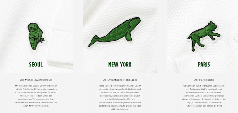 Lacoste – Save Our Species Beispiele